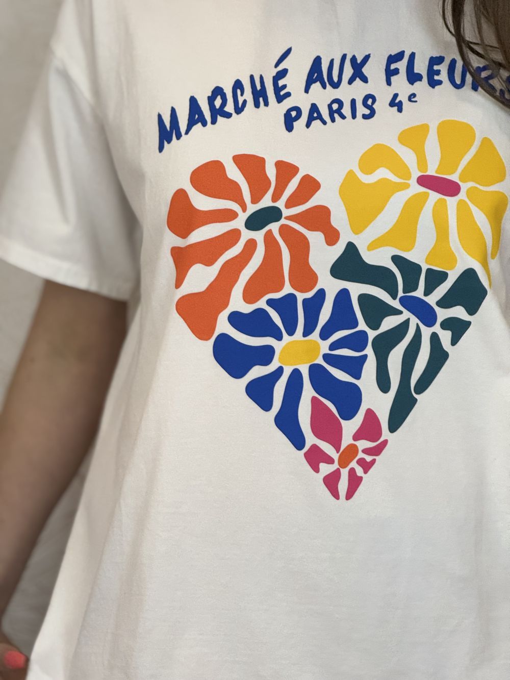 T-shirt coton print marché aux fleurs
