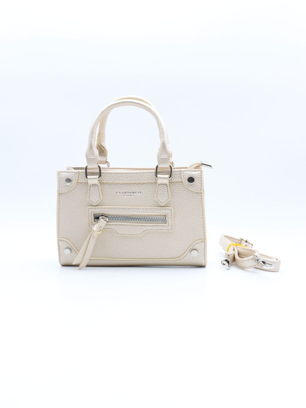 Petit sac à main zip Ivoire irrisé