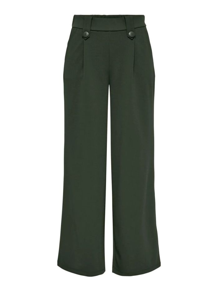 Pantalon large souple ceinture boutons Sania Vert Kaki