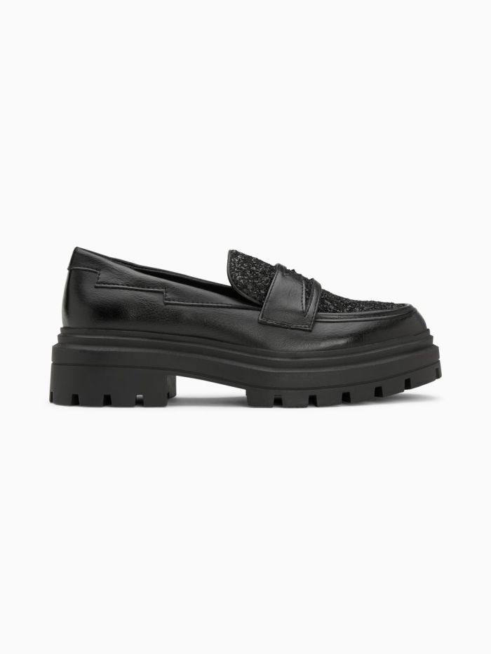 Mocassins Cécile à paillettes Noir