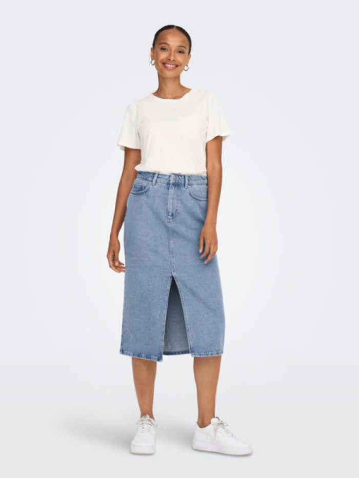 Jupe denim midi Bianca Light blue denim