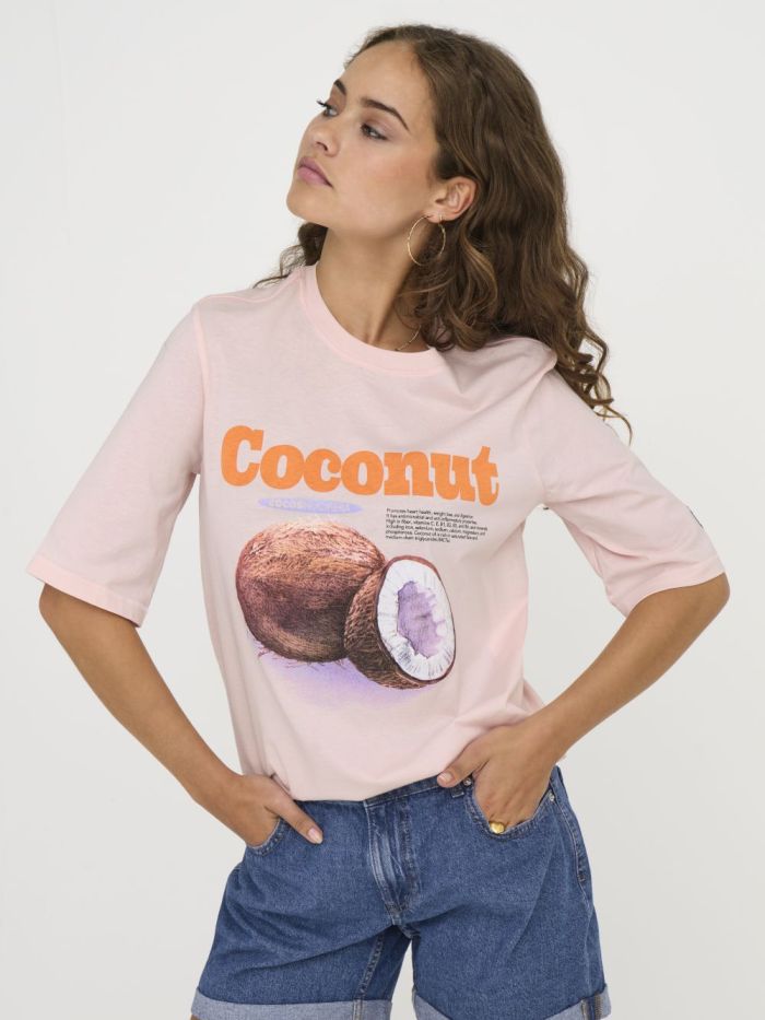 T-shirt manches courtes imprimé fruits Pheobe Rose Coconut