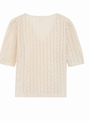Blouse col v broderie anglaise Romeo Ecru