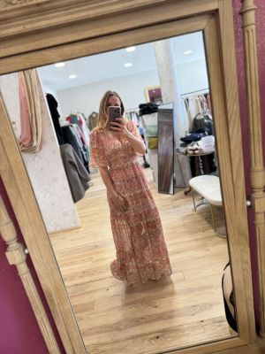 Robe longue bohème imprimé fleuri Rose multi