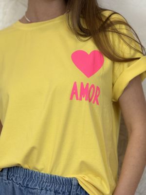 T-shirt coton print coeur amo